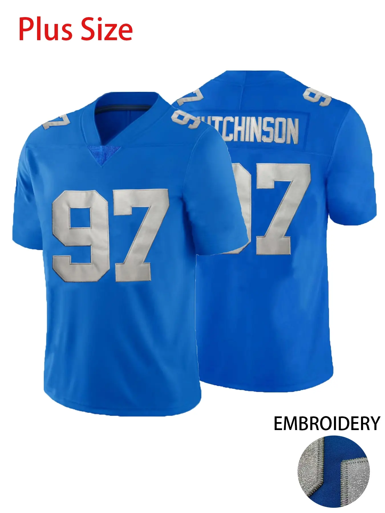 Plus Size Men's #97 Embroidered Vintage American Football Jersey, Heavyweight Game Style, Casual Sports Loose T-Shirt, Sports Top, Oversized And Relaxed Fit Pullover Jersey for Both Men And Women