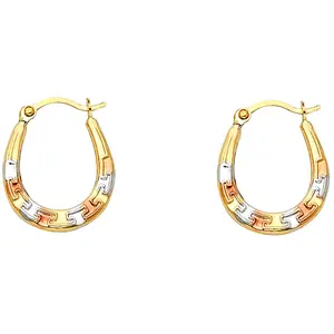 14k hoop earrings  3 tone U shape