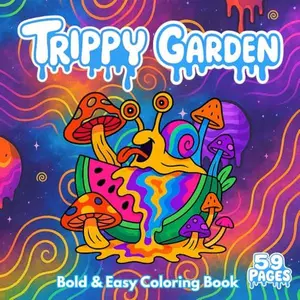 Trippy Garden Bold & Easy Coloring Book for Adults and Teens 59 Pages Psychedelic Designs to Relax and Relieve Stress