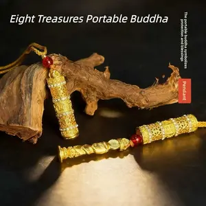 Eight Treasure Buddha Pendant, Zodiac Year Lucky Charm, Men's Amulet Necklace, Alloy Safety Symbol, Gift for Boyfriend and Elders