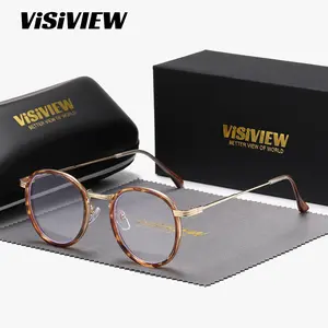VISIVIEW Unisex Retro Fashion Oval Full-Frame GlassesPlano lensesAnti-Blue Light