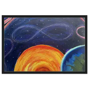 Infinite Universes Framed Canvas – Abstract Oil Pastel Art, Bold Colors & Unique Techniques