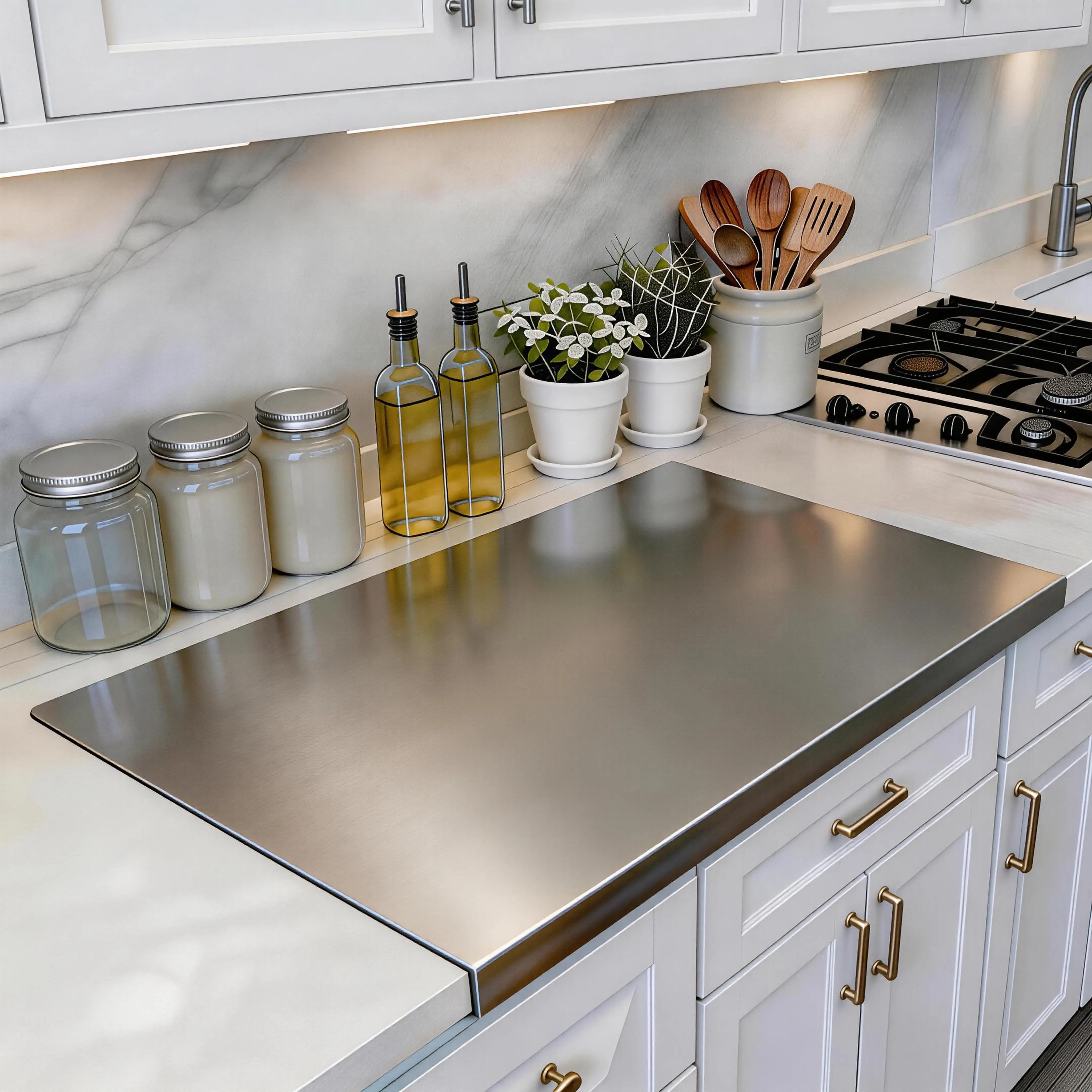 304 Stainless Steel Cutting Board - Non-Slip, Anti-Mold Kitchen Chopping Board for Easy Cleaning, Household Kitchen Utensil Accessory
