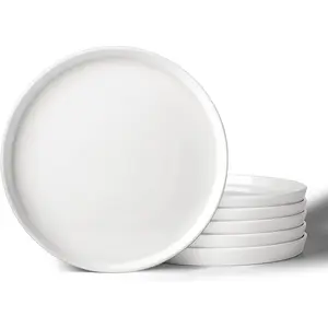 8" Porcelain Salad Plates Set of 6, Ceramic White Dessert Plates Set for Salad, Pasta, Steak - Appetizer Plates, Dining Plates for Parties, Restaurant - Dishwasher & Microwave Safe - Gifts