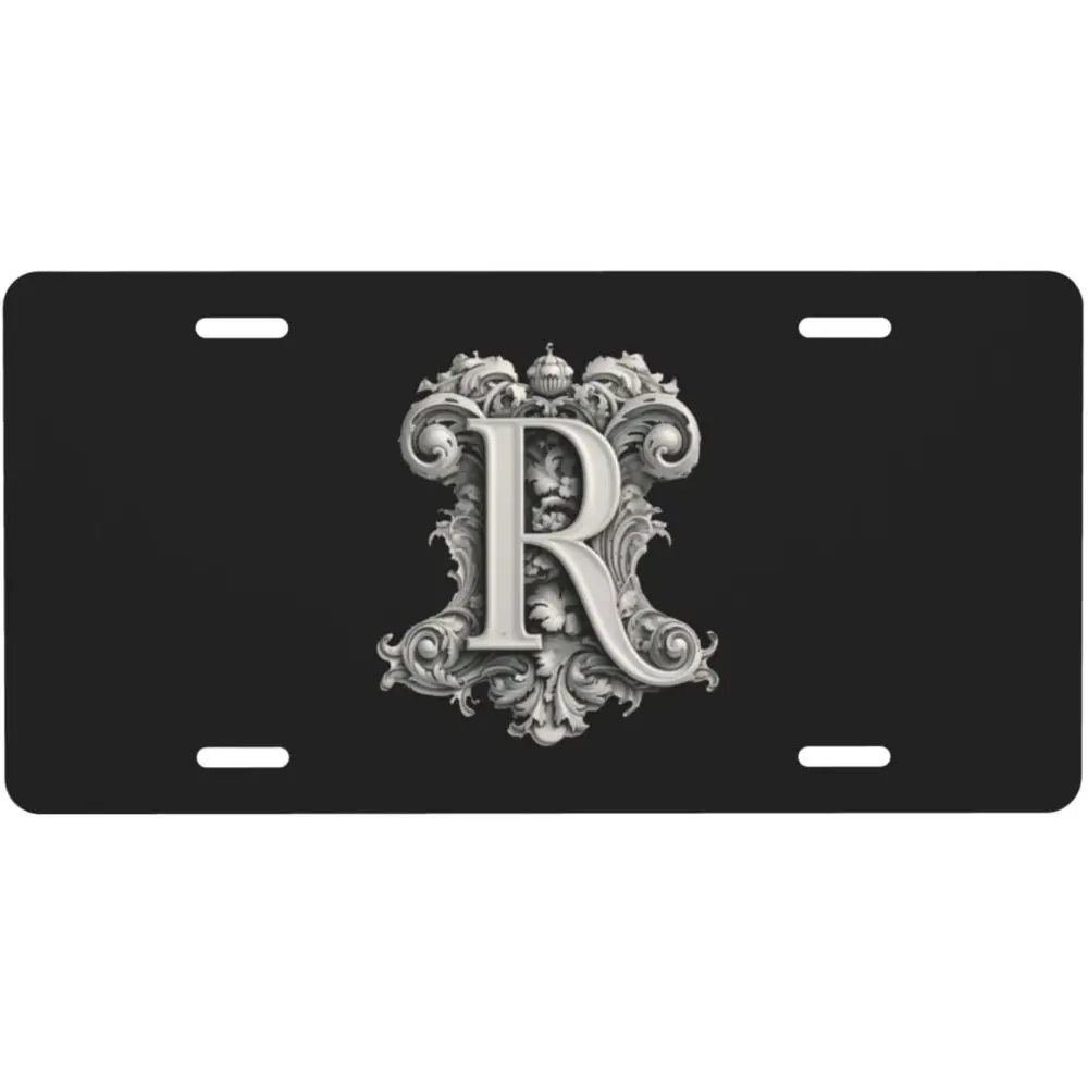 Classic Monogram Letter R Aluminum Front License Plate Customize Your Vehicle's Look 6" x 12" Classic Monogram Letter R Aluminum Front License Plate Customize Your Vehicle's Look 6" x 12"