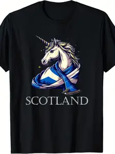 Men'S & Women'S Scottish Heritage Graphic T-Shirt - Heavyweight 220gsm Pure Retro Celtic Knot & Rampant Print with Scotland Flag Design - All-Season Round Neck Casual Tee for Scottish Pride Apparel
