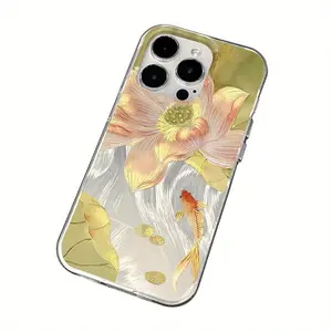 Colorful Koi Fish Design Phone Case for Apple iPhone 14/15 Models with Clear Back and Precise Camera Cutout