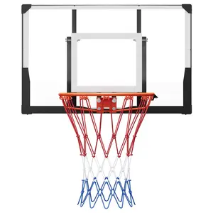 Wall Mount Basketball Hoop With 44-Inch PC Backboard, Solid Steel Frame, 0.08 Inch Thick Backboard, Thickened Woven Nylon Net, Weather Resistant Finish, Adjustable Mounting Bracket, Hardware Included
