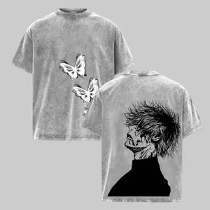 Vintage Retro Ken Kaneki Tokyo Ghoul Oversized Graphic Tee Heavyweight Washed Cotton T-Shirt Y2K Streetwear Japanese Anime Manga Aesthetic Unisex Grunge Acid Wash Otaku Cosplay Apparel Gym Pump Cover Perfect Clothing Gift For Anime Lovers