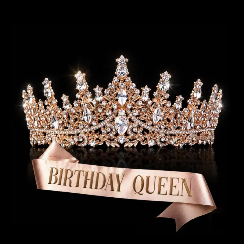 Gold Crown for Women Crystal Princess Tiaras Rhinestone Queen Headband Wedding Bridal Hair Accessories Birthday Prom Pageant Party Coming of Age Ceremony Photo Props