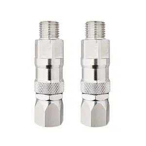 2pcs 1/4 Inch Airless Spray Gun Accessories, 360 Degree Rotating Nozzle, High Pressure Stainless Steel Sprayer & Hose Connector, Spray Nozzle Tips
