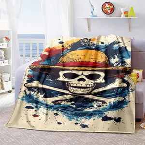One Piece Logo (3) pattern printed blanket, blanket for the living room, bedroom, office and lunch break, portable blanket suitable for all four seasons, holiday gift for family and friends, C