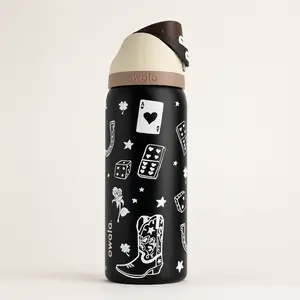 Owala FreeSip 32oz Lucky Western Water Bottle Insulated  Steel Leak Proof Sports Bottle with Straw Drinkware Flasks Beverage Tumbler Portable Bottled Mug leak-free vacuum travel  steel mug black steel tumbler daddy coffee mug cup