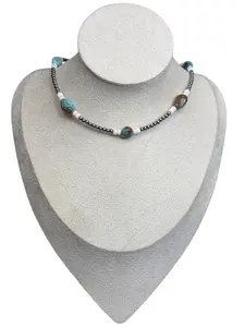 Turquoise & Pink Conch Desert Pearl (Sterling) Choker Necklace