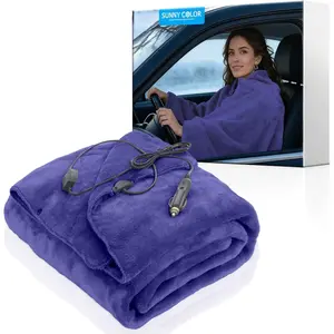 12V Wearable Heated Electric Blanket for Car Truck SUV Van with Controller 2 Heating Levels Machine Washable Ideal for Camping Traveling 59 x 43 Blue