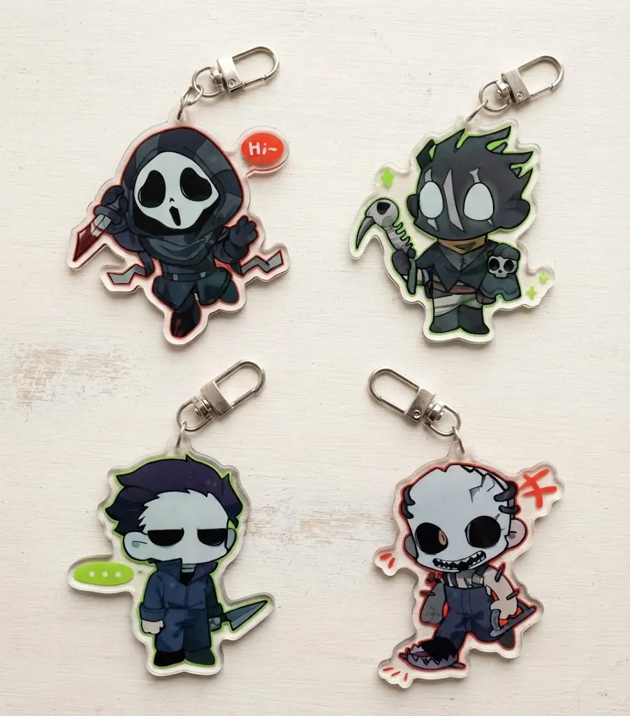 Dead by Daylight Keychain - DBD Ghost Face, The Wraith, Michael Myers, The Trapper Acrylic Charms | Cute Acrylic Keychain Charm | Gift for Anime Game Fans