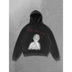 Unisex Hooded Cotton Sweatshirt with Unique Print Design, Casual Fitted Style for All Seasons, Comfortable & Stylish Daily Wear