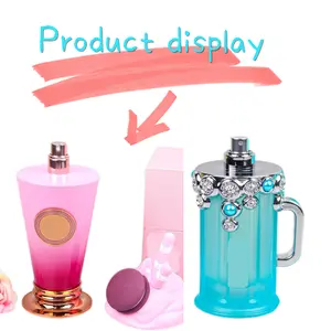 Fragrance perfume 100ml powder bottle combines the aroma of cherry, lemon and orange, accompanied by vanilla, musk and other aromas Blue bottle is accompanied by the fragrance of green leaves, coconut and orange blossom, suitable for any occasion