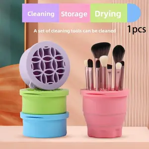 Silicone Makeup Brush Cleaner Cup, Beauty Cleaning Tool, Drying Rack for Brushes, Cosmetic Washing Cup, Essential Grooming Accessory, Makeup Tool Organizer