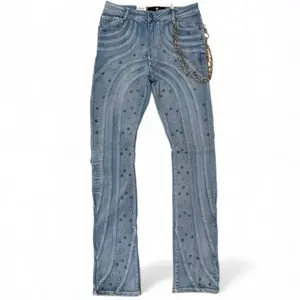 Focus curve stitched studded denim Focus curve stitched studded denim