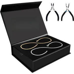 Permanent Bracelet Kit for Couples - DIY Sterling Forever Bracelets Making Set with Silver & Gold Plated Chains - Romantic Infinity Jewelry for Anniversary (Gold & Silver)
