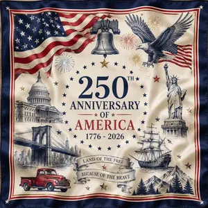 America 250th Anniversary Satin Scarf, USA 250 Hair Wrap, 4th Of July Chinoiserie Plaque