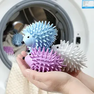 4 Reusable Hedgehog Laundry Balls - Durable Plastic Helpers, Tangle-Free, Wrinkle-Resistant, Textured Surface, Clothes Softening & Cleaning Tools for Washing Machines & Dryers, Fun Design, Laundry Accessories