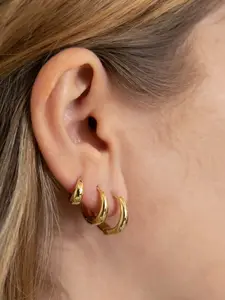 3 Pairs Hoop Earrings Set, Large and Small Smooth Ear Cuffs, European and American Style, Hypoallergenic, Fade-Resistant, Versatile