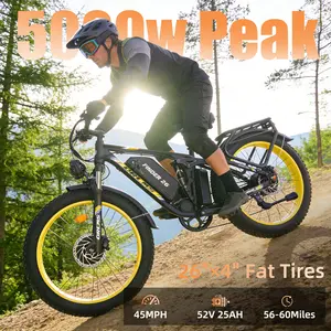 【SMLRO--V3】4000W Peak Dual Motor 60V 25AH Lithium Battery 26"×4" Fat Tires Shimano 7-Speed 45MPH Electric Mountain Bike ebike electric bikes for adults