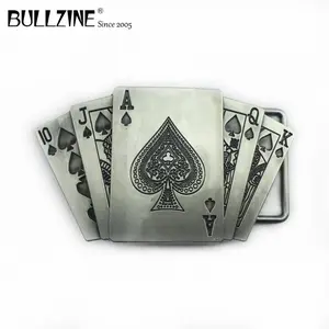 Bullzine zinc alloy Gamble playing cards belt buckle with pewter finish FP-02234 suitable for 4cm width belt