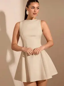 Women’s Sleeveless A-Line Waist Fitted Dress – Elegant Date Night Graduation Dress