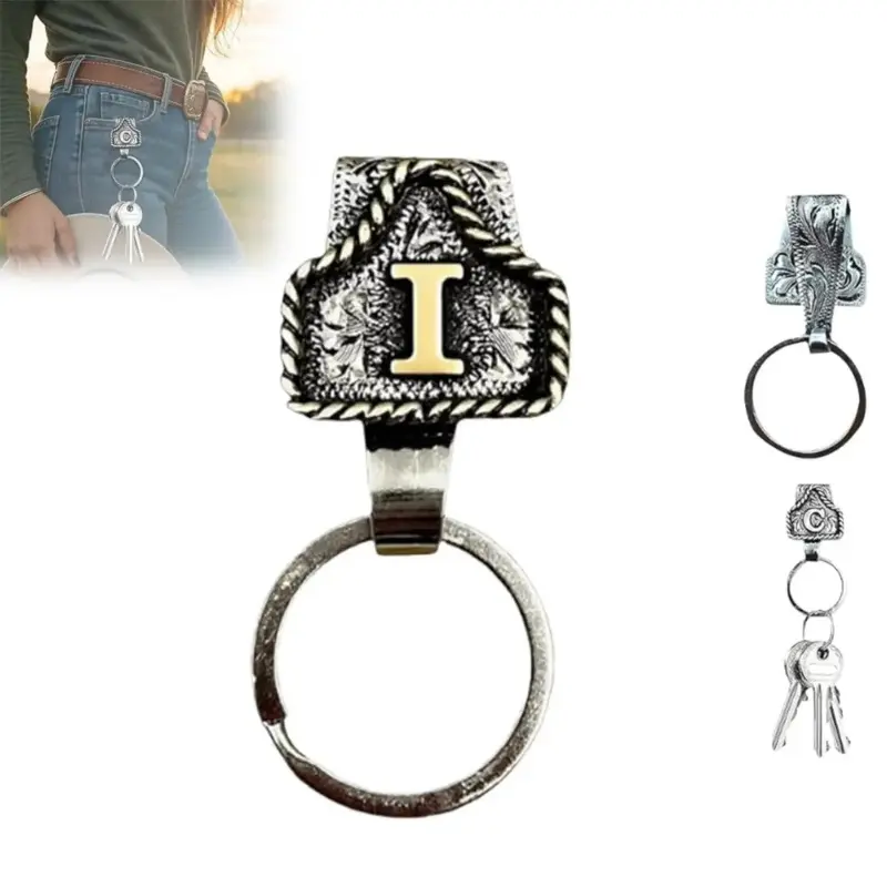 Women's Personalized Handmade Cow Tag Belt Keychain Pendant - Custom Copper Initial (A-Z), Texas Western Cowboy, Belt Key Holder, Casual All-Seasons Jewelry Accessory