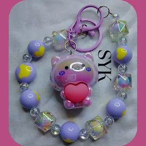 Purple Bear Phone Keychain