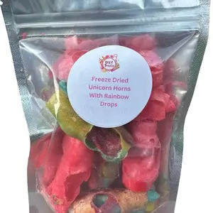 Freeze dried Unicorn Horns with Rainbow Drops inside