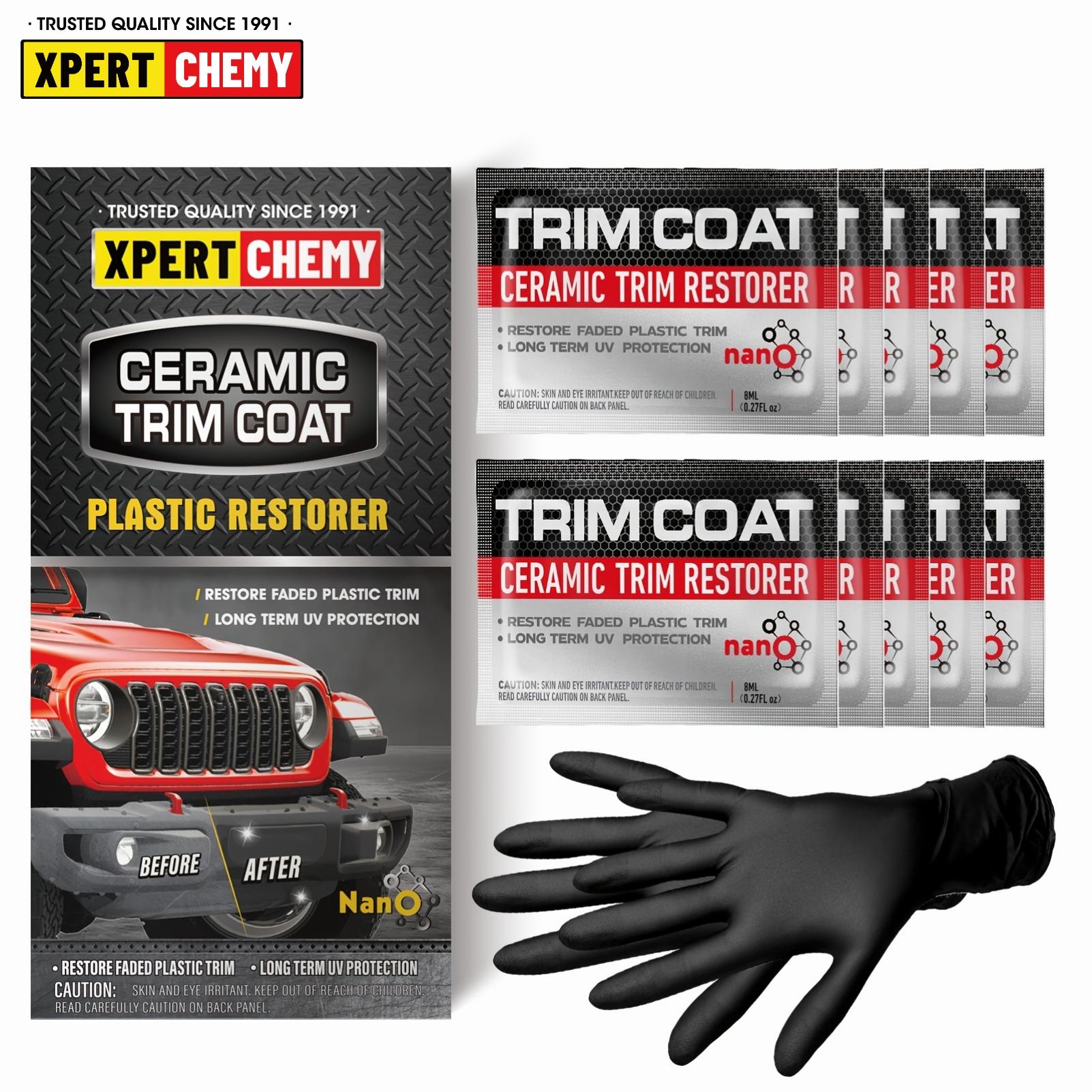 XPERTCHEMY Ceramic Trim Coat Kit Plastic Restorer for Cars Ceramic Coating Wipes to Lasting Over 230 Washes The Ceramic Coating Helps Improve Optical Clarity On Clear Car Plastic