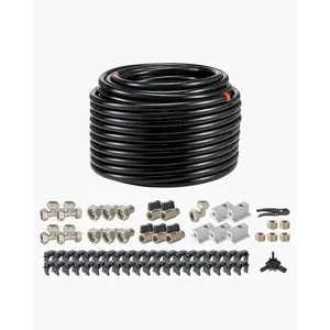 summervibes VEVOR Air Compressor Line Kit, 200FTx 3/4, HDPE-Aluminum Compressed Air Piping System, Leak-Proof Easy-to-Install, Compressed Air Line Tubing Kit for Garages Workshops, Black, Hose Fittings