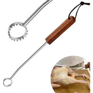 Lung Scraper of Chicken Processing Equipment, Easily Removes Poultry Lungs, Acacia  Handle, Chicken Butchering Equipment That Efficient Gutting Tool for Turkey, Chicken