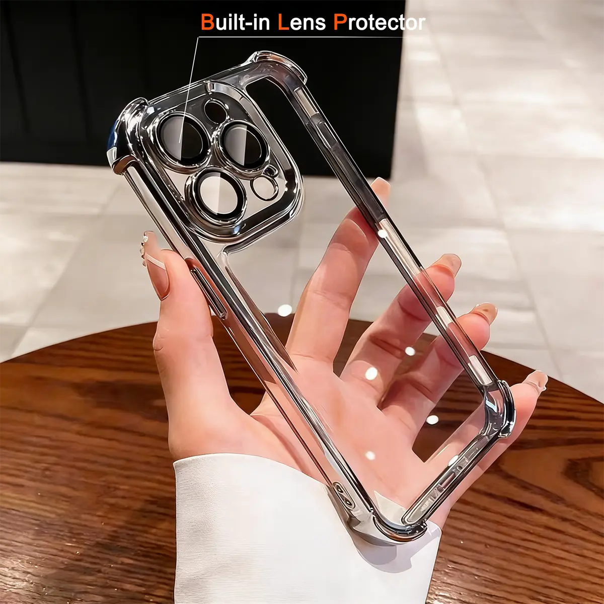 Plated 4-Corner Transparent Airbag Case,Cellphone & Smartphone Full Protection for iPhone 17,Compatible with iphone 13 phone case /17/16/15/14/12/11 Pro Max Air Plus | Shockproof Clear Cover，Stylish Gift for Men & Women