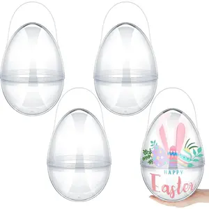 8 Pcs Jumbo Easter Eggs 10 Inch Plastic Giant Easter Eggs with Handle Clear Large Baskets for Egg Hunt,Easter Gift buckets for Student Adult Office Employee Coworker,Outdoor Church School Classroom Decorations,Spring Birthday Party Supplies
