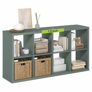8-Cube Thick-Frame Engineered Wood Bookcase, Reversible Horizontal/Vertical Open Back Cubicle Bookshelf, 30lbs/Cube Capacity, 14.6x30x57.9in, for Living Room, Home Office