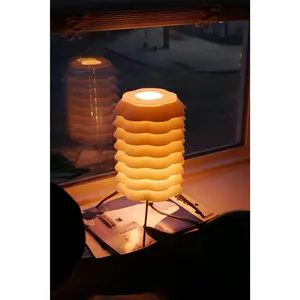 Sculptural Wavy Lamp • Modern Cylinder Light • Designer Table Lamp • Warm Lighting [ARLO.2 ]