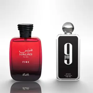 Rasasi Hawas Fire + Afnan 9pm Floral EDP Fragrance Multi-Pack Gift Bundle - Alcohol-Infused, Arabian Modern Luxury-Inspired Ultra-Luxe Fragrance Sets, Suitable for Day-Night Wear, Arabian Fragrance Sets