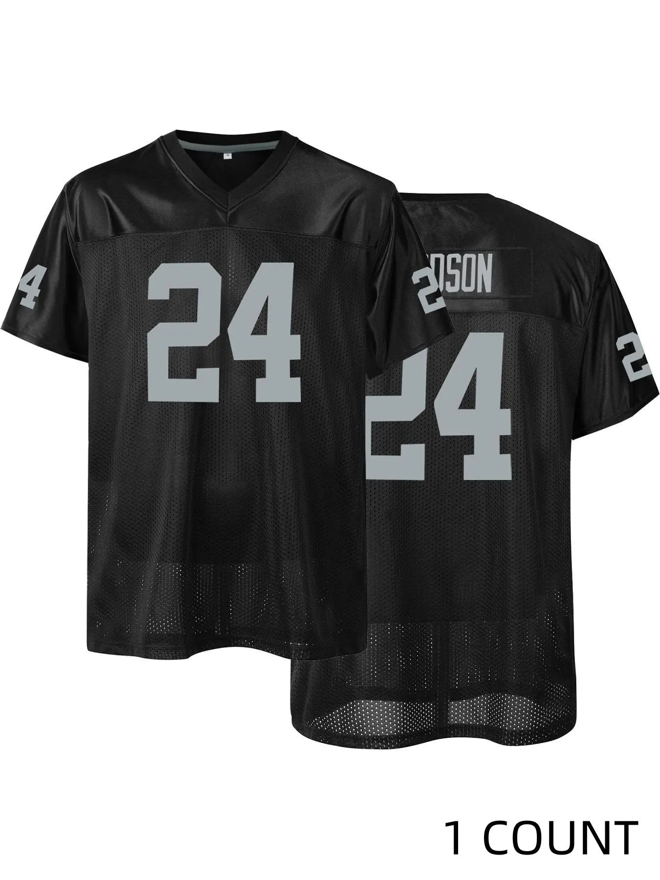 Men's Letter & Number Embroidery V Neck American Football Jersey Shirts, Loose Breathable Short Sleeve Football Top, Casual Sports Top for Street Hip-hop, Clothing