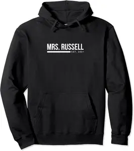 Mrs Russell est 2021 Newlywed Wife Surname Anniversary Pullover Hoodie - Ashleyan Shop 41B0CZSDBBRK