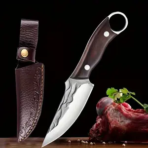 Multifunctional Sharp Kitchen Knife, Meat Cleaver and Boning Knife, Portable Outdoor Camping Cooking Knife with Sheath Eating Meat Fruit Knife