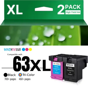 63XL Ink Cartridges Black and Color Replacement for HP Ink 63 for HP 63XL Ink Cartridge Combo Pack Work for HP OfficeJet 3830 4650 5255 5258 5200; Envy 4520 4512 4510; DeskJet 1112 2130 3630 (2 Pack) Ink Cartridge Replacement Tri-Color