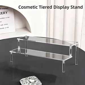 Acrylic Storage Rack, 1 Count Multi Layer Clear Display Stand for Handmade Cakes, Anime Models and Cosmetics, Assembly Display Rack for Office, Dormitory, Dining Room and Living Room Decor