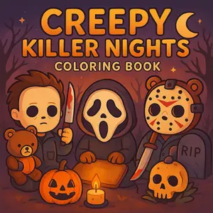 Creepy Killer Nights Coloring Book: Cute Creepy Spooky Halloween Fun Horror Killers | Darkly Cute Coloring Pages for Adults and Teens Paperback