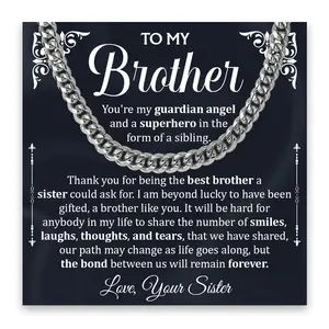 To My Love Brother Necklace, Brother Cuban Chain Stainless Steel Necklace, To My Little Brother Necklace Birthday Gifts, Brothers Necklace For Christmas, Graduation Necklaces Gifts For Brother From Sister