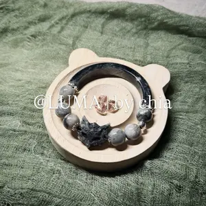 LUMA | by chia Lunar Fox Mask Half Bangle Beaded Bracelet
